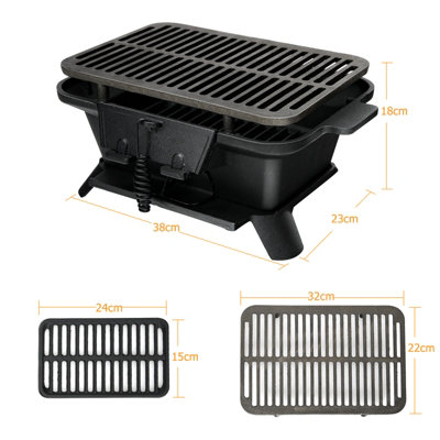 Costway Charcoal Grill Portable Barbecue Grill w/Double-sided Grilling Net