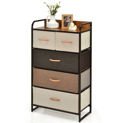 Costway Chest of Drawer with 5 Foldable Drawers Storage Tower