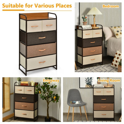 Costway Chest of Drawer with 5 Foldable Drawers Storage Tower