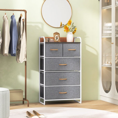 Costway Chest of Drawer with 5 Foldable Drawers Storage Tower