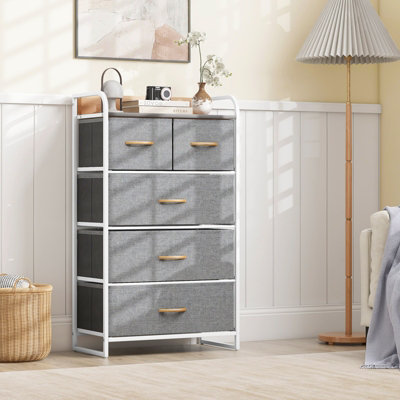 Costway Chest of Drawer with 5 Foldable Drawers Storage Tower