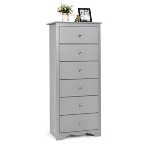 Costway Chest of Drawers Free Standing 6 Drawers Wooden Storage Cabinet W/ Metal Handles