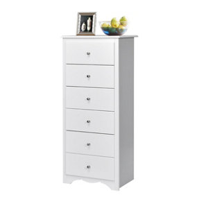 Costway Chest of Drawers Free Standing 6 Drawers Wooden Storage Cabinet W/ Metal Handles
