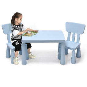 Costway Children Play Table with 2 Chairs Set for Eating Drawing Writing