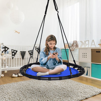 Costway Children Tree Swing Set 100cm Giant Round Nest Swings W/ Adjustable Hanging Ropes