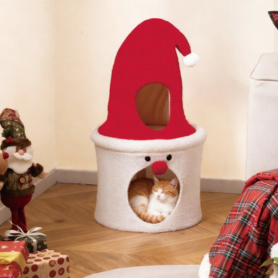 COSTWAY Christmas Cat Tree with Bed 75 CM Small Cat Tower with Cushion