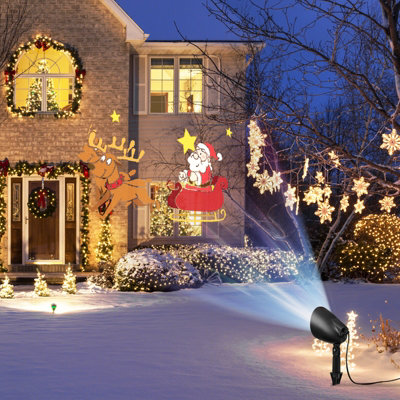 Costway Christmas Projector Light Lawn Stake Outdoor 3 LED Laser Light  Festival Decor