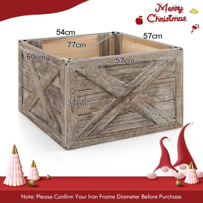 Costway Christmas Tree Collar Box Wooden Tree Box Stand Cover W/ Hook & Loop Fastener