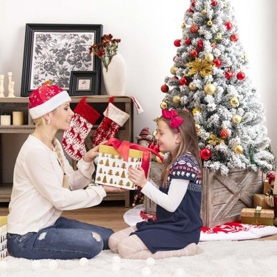 Costway Christmas Tree Collar Box Wooden Tree Box Stand Cover W/ Hook & Loop Fastener - 3