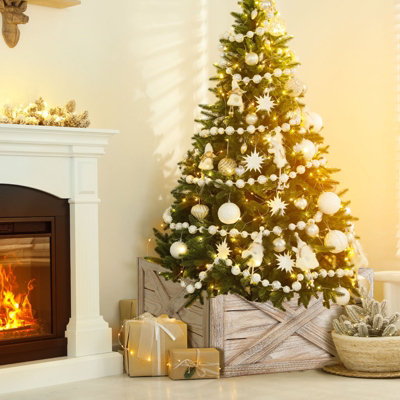 Costway Christmas Tree Collar Box Wooden Tree Box Stand Cover W/ Hook ...