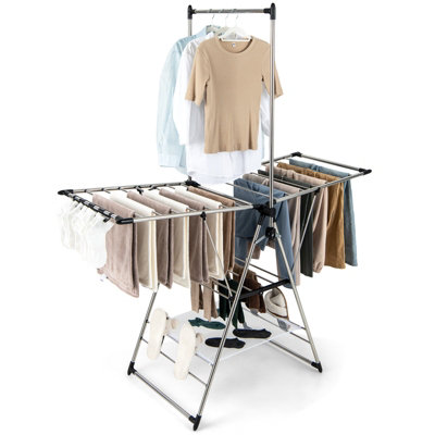 Foldable Durable Lightweight Drying Racks Iron and Sturdy PP Joints  Portable Multi-Functional No Assembly Required Clothes Rack