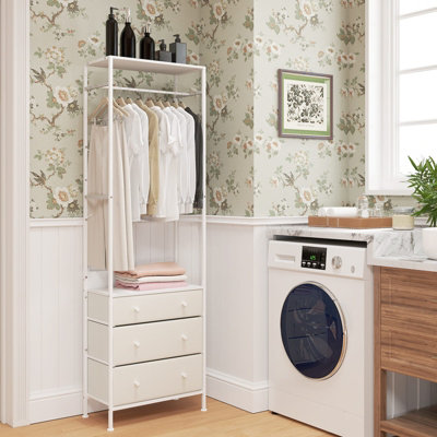 COSTWAY Clothes Rack Freestanding Closet Organizer with Drawers-White