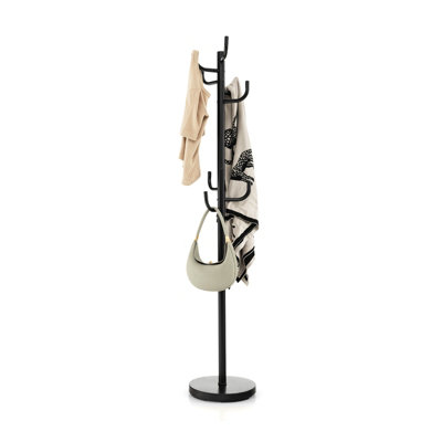 Costway Coat Hat Hanger 8 Hooks Freestanding Clothes Holder Organiser Stand Rack Home