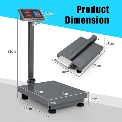 COSTWAY Commercial Digital Scale Foldable Floor Platform Scale w/ Price ...