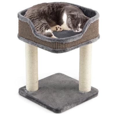 Costway Compact Cat Tree Tower Carpeted Natural Sisal Tower w/Large Plush Perch Price Comparisons | Compare The Build
