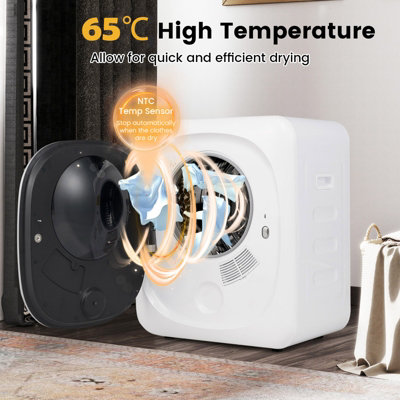 COSTWAY Compact Clothes Dyer 800W Front Load Tumble Dryer with LED ...