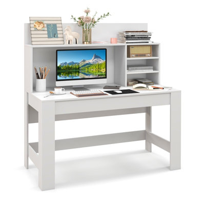 Narrow computer deals desk with storage