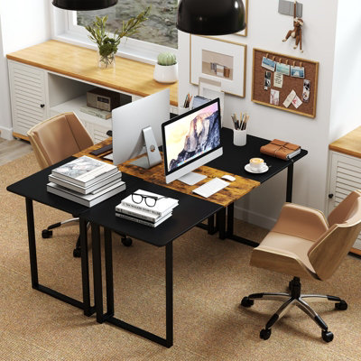COSTWAY Computer Desk 160 x 60 cm Large Office Desk with Metal Frame-Black