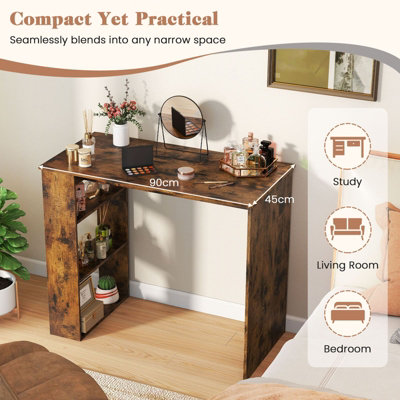 COSTWAY Computer Desk 90cm Study Desk Wooden Writing Desk w/Bookshelf ...