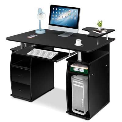 Costway Computer Desk Home Office Workstation Study Table w/ 2 Drawers ...