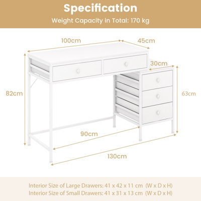 COSTWAY Computer Desk with 5 Drawers Home Office Desk with Side File ...