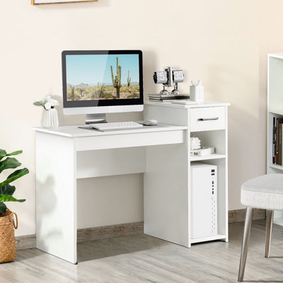 Costway Computer Desk PC Laptop Table w/ Drawer and Shelf Home Office  Furniture White