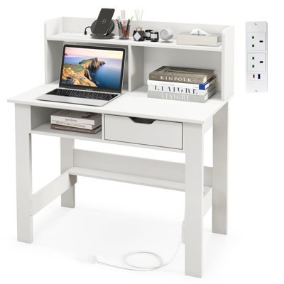 COSTWAY Computer Desk with Power Outlets