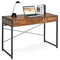 Costway Computer Desk Wooden PC Laptop Table Writing Workstation with 2 Drawers