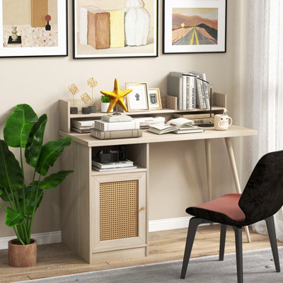Costway Computer Desk Writing Study Desk Workstation Table w Storage Cabinet Hutch