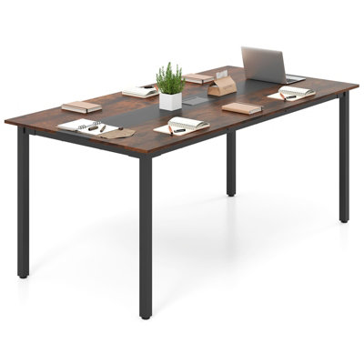 Costway Conference Room Table Rectangle Seminar Table 180 x 90 cm-Brown