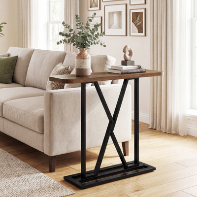 COSTWAY Console Table 100 cm Rectangular Entryway Table with Geometric ...