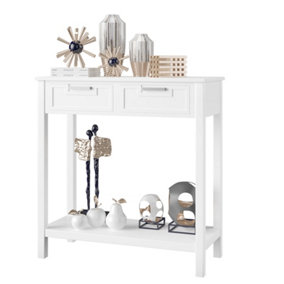 Costway Console Table Dressing Table with 2 Drawers White