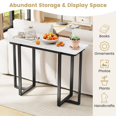 COSTWAY Console Table Modern Faux Marble Entryway Table White & Black