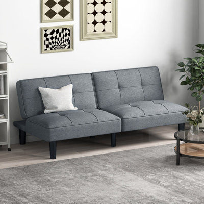 COSTWAY Convertible Folding Futon Sofa Bed Modern Linen Couch Bed w ...