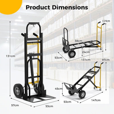 Costway Convertible Hand Truck 450kg Heavy-Duty Collapsible Metal Dolly Cart