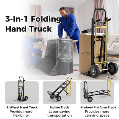 Costway Convertible Hand Truck 450kg Heavy-Duty Collapsible Metal Dolly Cart - 3