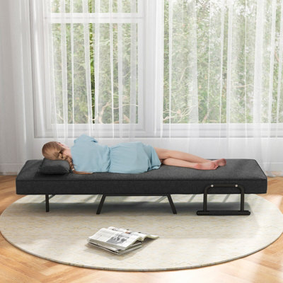 Costway Convertible Single Folding Sofa Bed Sleep Chair w/ 6 Positions Adjustable Backrest Dark Grey