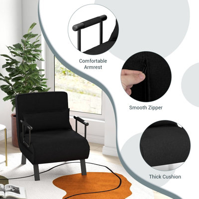 Costway Convertible Single Folding Sofa Bed Sleep Chair W 6 Positions