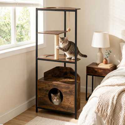 Costway Corner Cat Tree w/Scratching Post & Playing Ball