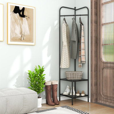 Costway Corner Coat Rack Freestanding Hall Tree Entryway Storage Organizer - 4