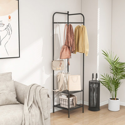 Costway Corner Coat Rack Freestanding Hall Tree Entryway Storage Organizer - 5