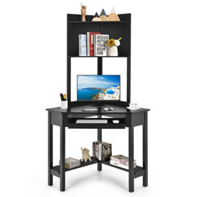 Costway Corner Computer Desk Study Desk w/ Detachable Hutch
