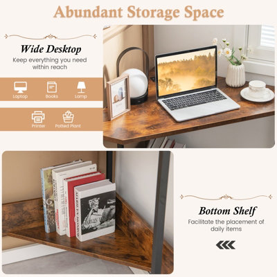 Costway Corner Desk Triangle Computer Desk Laptop Desk w/ Power Outlet