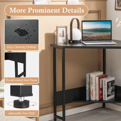 Costway Corner Desk Triangle Computer Desk Laptop Desk w/ Power Outlet