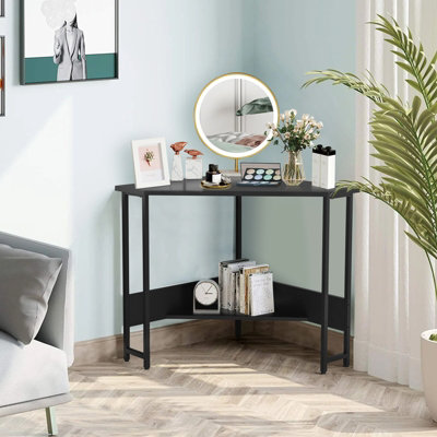 Costway Corner Desk Triangle Computer Desk Laptop Desk w/ Power Outlet