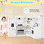 Costway Corner Play Kitchen Toddler Kitchen Playset Wooden Toy Kitchen W/ Sink & Washing Machine