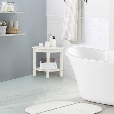 Costway Corner Shower Bench Stool Bathroom Seat 2-Tier Storage Shelf Bathroom Foot Rest - 8