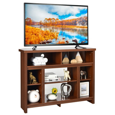 Costway 50'' TV Stand Modern Wood Storage Console Entertainment Center w/ 2  Doors Black