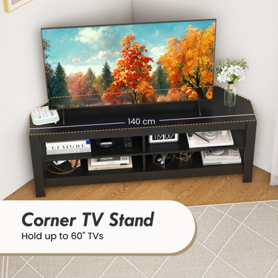 Costway Corner TV Stand with Power Outlet 3 Tier Entertainment Center for 60 TV