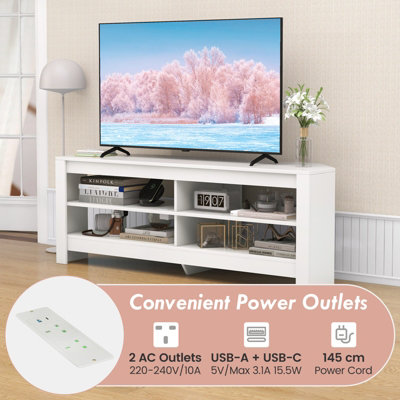 Costway Corner TV Stand with Power Outlet 3 Tier Entertainment Center for 60 TV